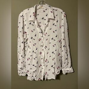 Jane‎ and Delancey White Shirt with Colorful Dog Print - Large